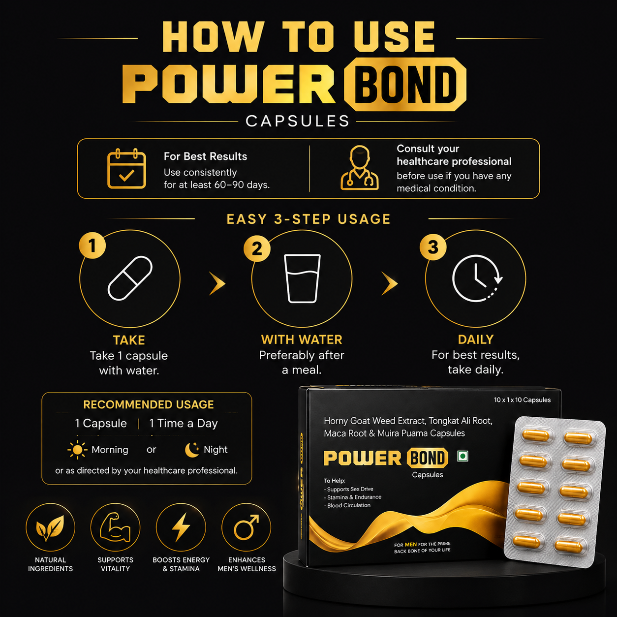Power Bond Capsules | Men's Vitality & Wellness Support
